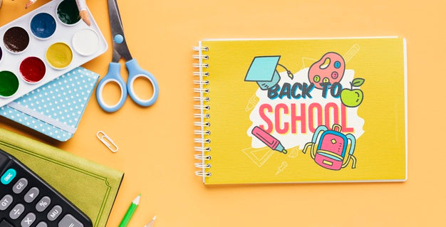 Top View Back To School With Notepad Psd