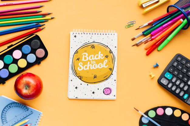 Top View Back To School With Notepad Psd