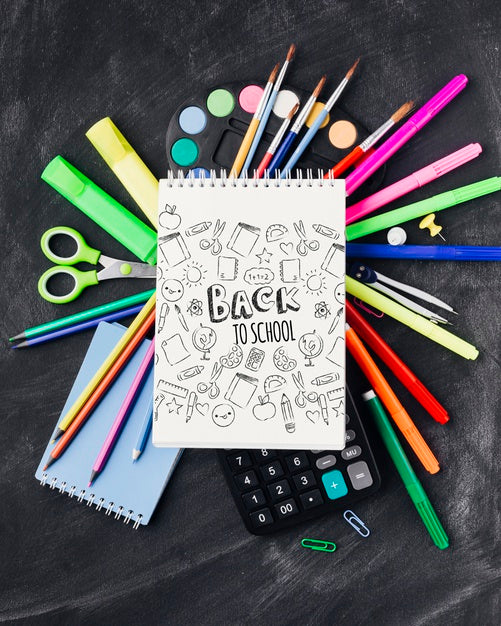 Top View Back To School With Notepad Psd