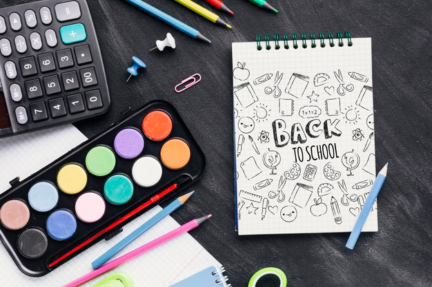 Top View Back To School With Notepad Psd