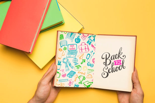 Top View Back To School With Open Notebook Psd