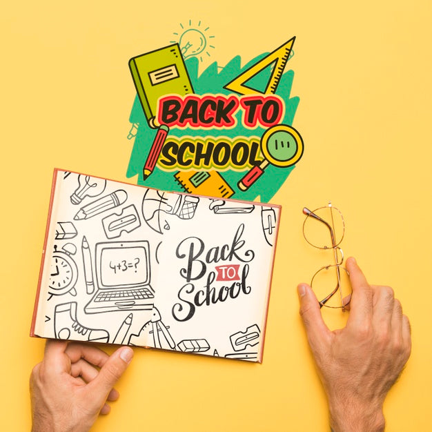Top View Back To School With Open Notebook Psd