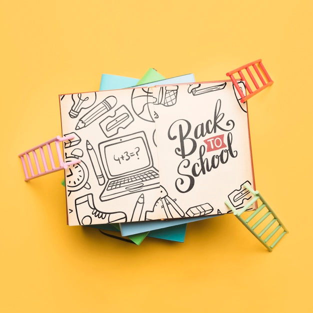 Top View Back To School With Open Notebook Psd