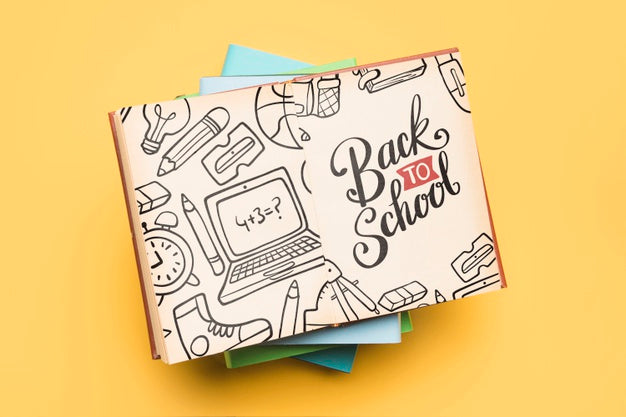 Top View Back To School With Open Notebook Psd