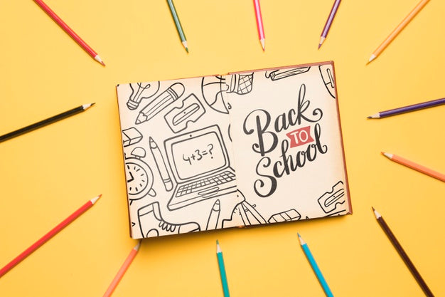 Top View Back To School With Open Notebook Psd