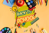 Top View Back To School With Orange Background Psd