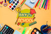 Top View Back To School With Orange Background Psd
