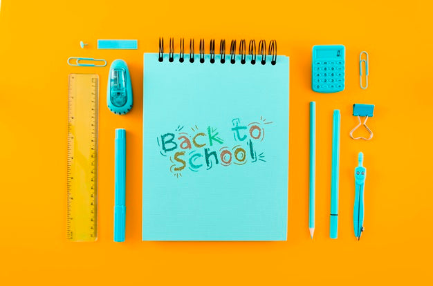 Top View Back To School With Orange Background Psd