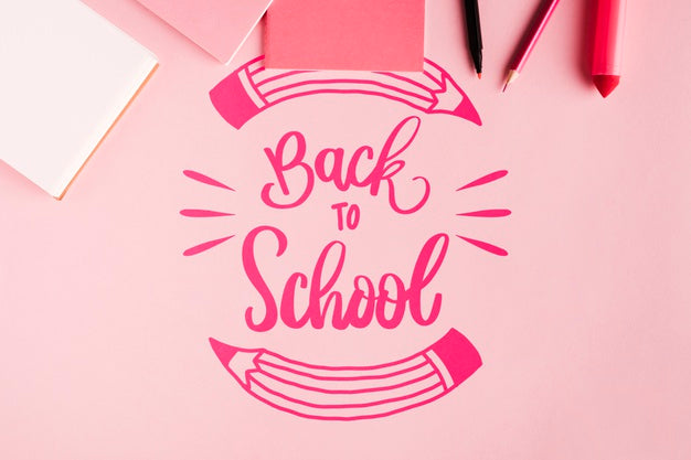 Top View Back To School With Pink Background Psd