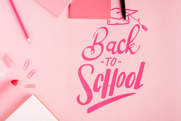 Top View Back To School With Pink Background Psd