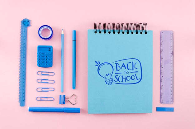 Top View Back To School With Pink Background Psd