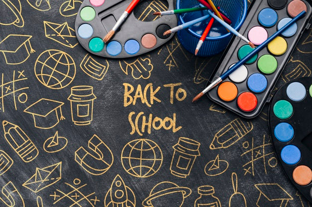 Top View Back To School With Watercolors Psd
