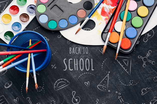 Top View Back To School With Watercolors Psd