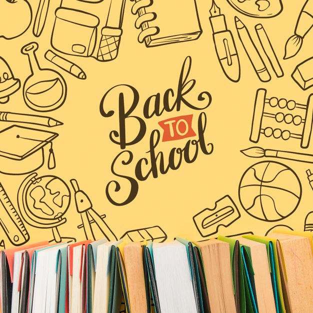 Top View Back To School With Yellow Background Psd