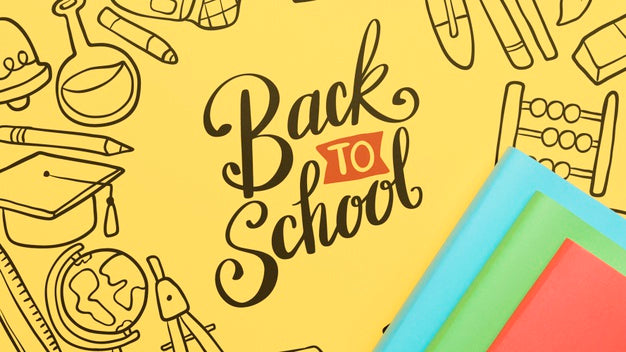 Top View Back To School With Yellow Background Psd