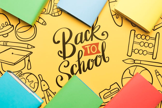 Top View Back To School With Yellow Background Psd