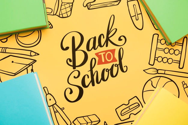 Top View Back To School With Yellow Background Psd