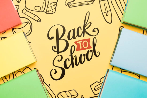 Top View Back To School With Yellow Background Psd