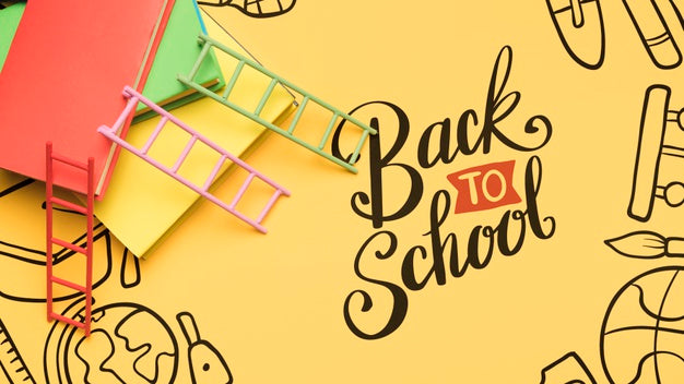 Top View Back To School With Yellow Background Psd