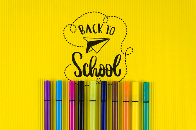 Top View Back To School With Yellow Background Psd