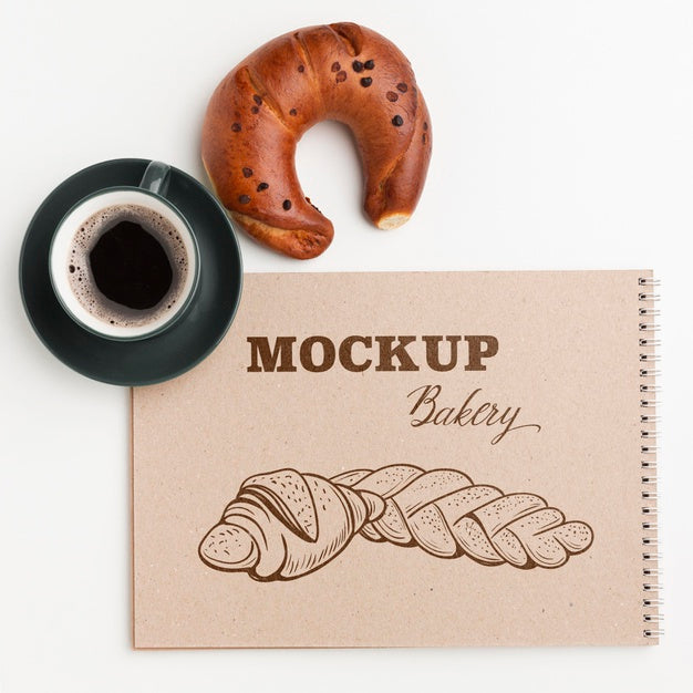 Top View Bagel And Coffee Arrangement Psd