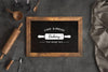 Top View Bakery Utensils With Chalkboard Mock-Up Psd