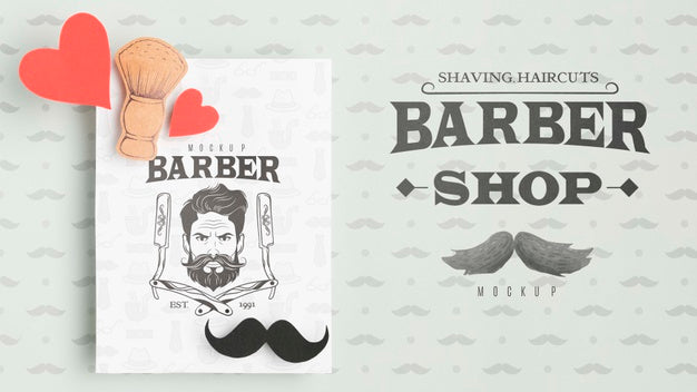 Top View Barber Shop Flyer With Mock-Up Psd