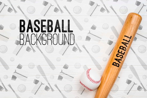 Top View Baseball Bat And Ball Psd