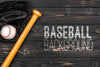 Top View Baseball Bat And Glove With Ball Psd