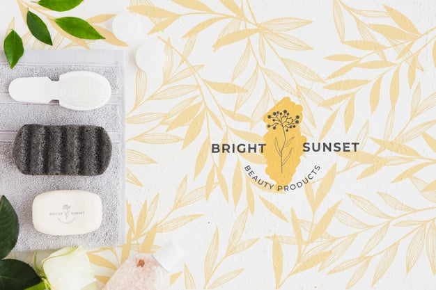 Top View Bath Concept With Toiletries Psd