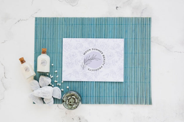 Top View Bath Concept With Toiletries Psd