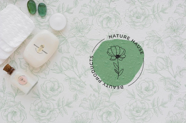 Top View Bath Concept With Toiletries Psd