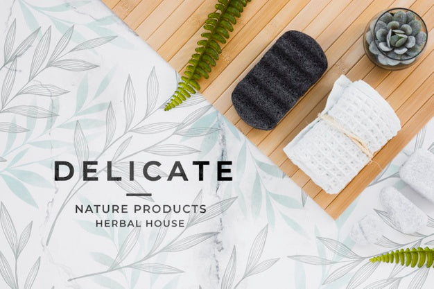 Top View Bath Concept With Toiletries Psd