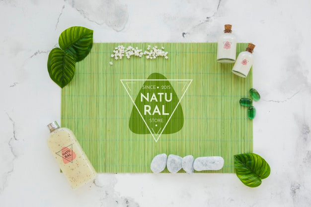 Top View Bath Concept With Toiletries Psd