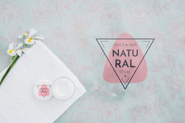 Top View Bath Concept With Toiletries Psd