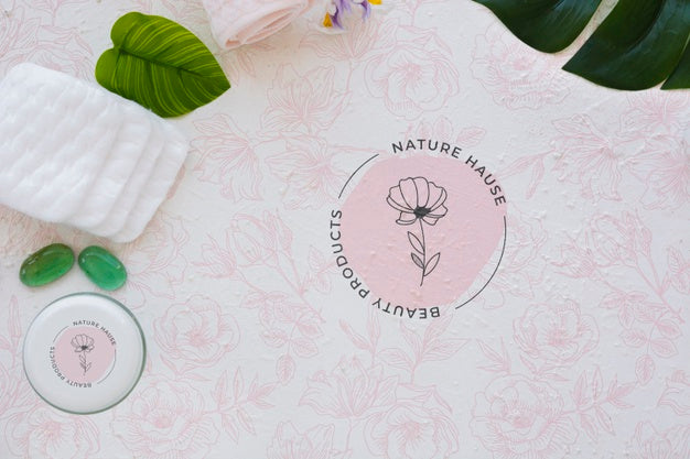 Top View Bath Concept With Toiletries Psd