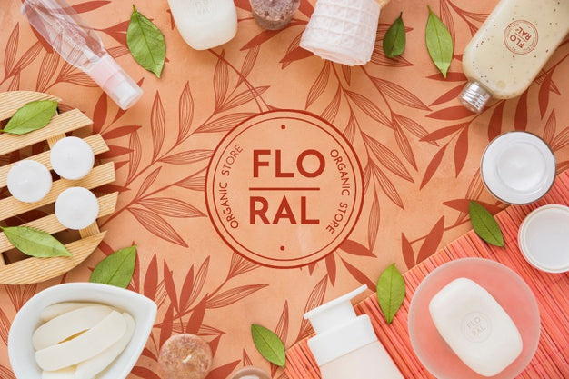 Top View Bath Concept With Toiletries Psd