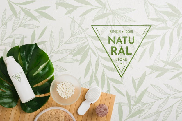 Top View Bath Concept With Toiletries Psd