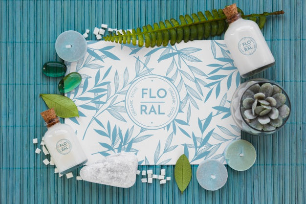 Top View Bath Concept With Toiletries Psd