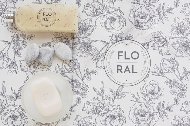 Top View Bath Concept With Toiletries Psd