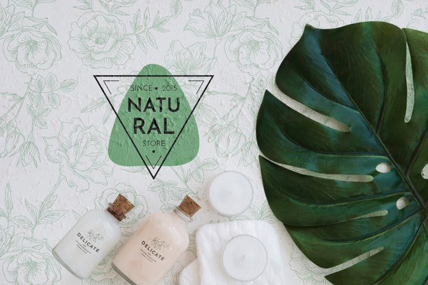 Top View Bath Concept With Toiletries Psd