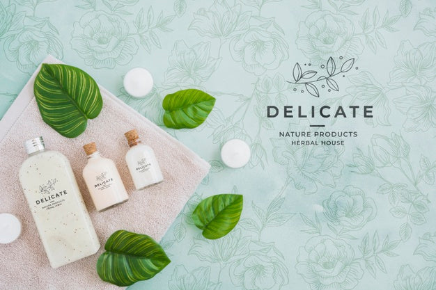 Top View Bath Concept With Toiletries Psd