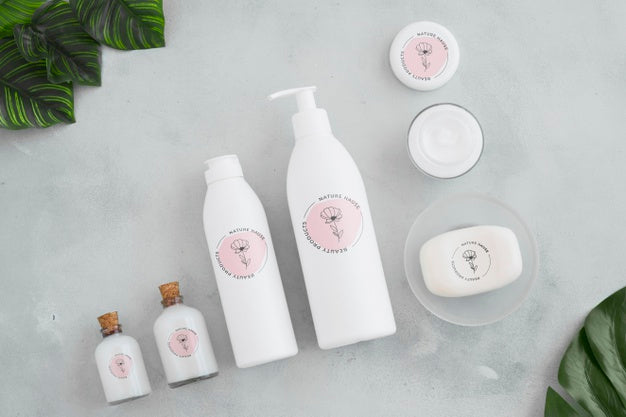 Top View Bath Concept With Toiletries Psd