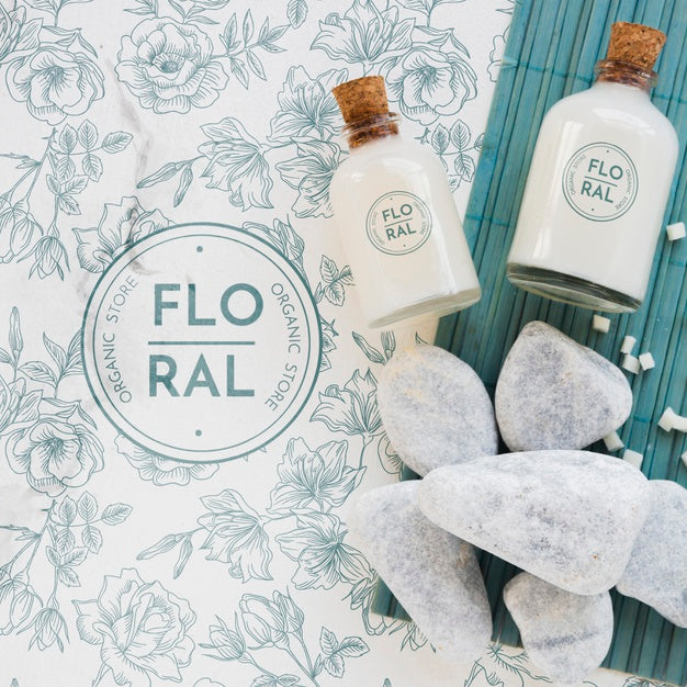 Top View Bath Concept With Toiletries Psd