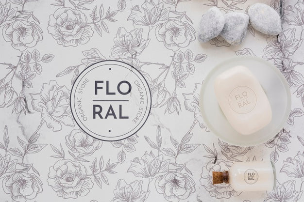 Top View Bath Concept With Toiletries Psd