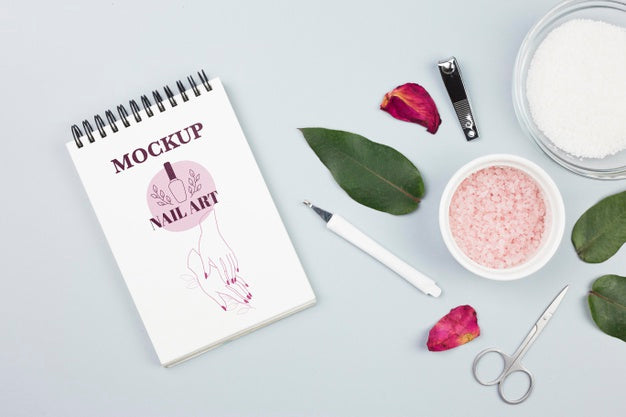 Top View Bath Salt And Accessories Spa Mock-Up Psd