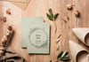 Top View Beautiful Assortment Of Wedding Elements With Card Mock-Up Psd