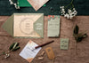 Top View Beautiful Assortment Of Wedding Elements With Invitation Mock-Up Psd