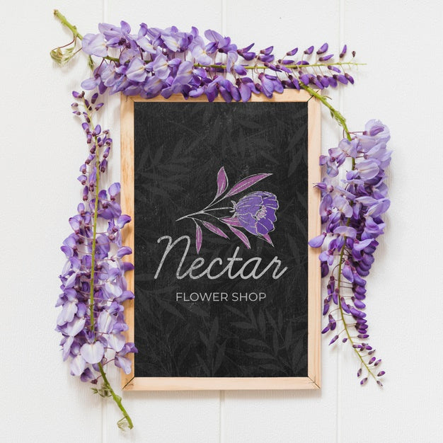 Top View Beautiful Lilac Flowers Psd