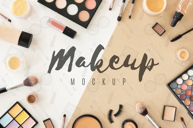 Top View Beauty Products Arrangement Psd